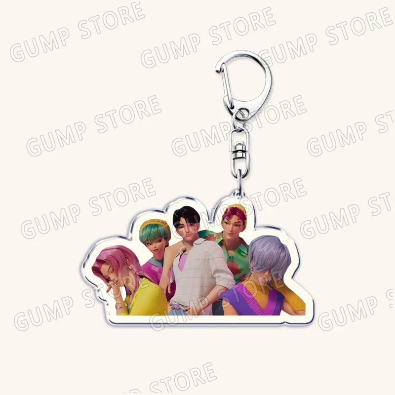 Popular Kpop TV Demon Hunters Huntrix Saja Boys Keychains for Accessories Bag Rumi Zoey Jinu Keyring Jewelry Fans Friends Gifts