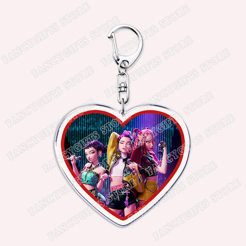 Kpop Demon Girls Keychain for Accessories Huntrix Saja Boys Rumi Zoey Jinu Derpy Tiger Keyrings Key Chains Jewelry Fans Gifts