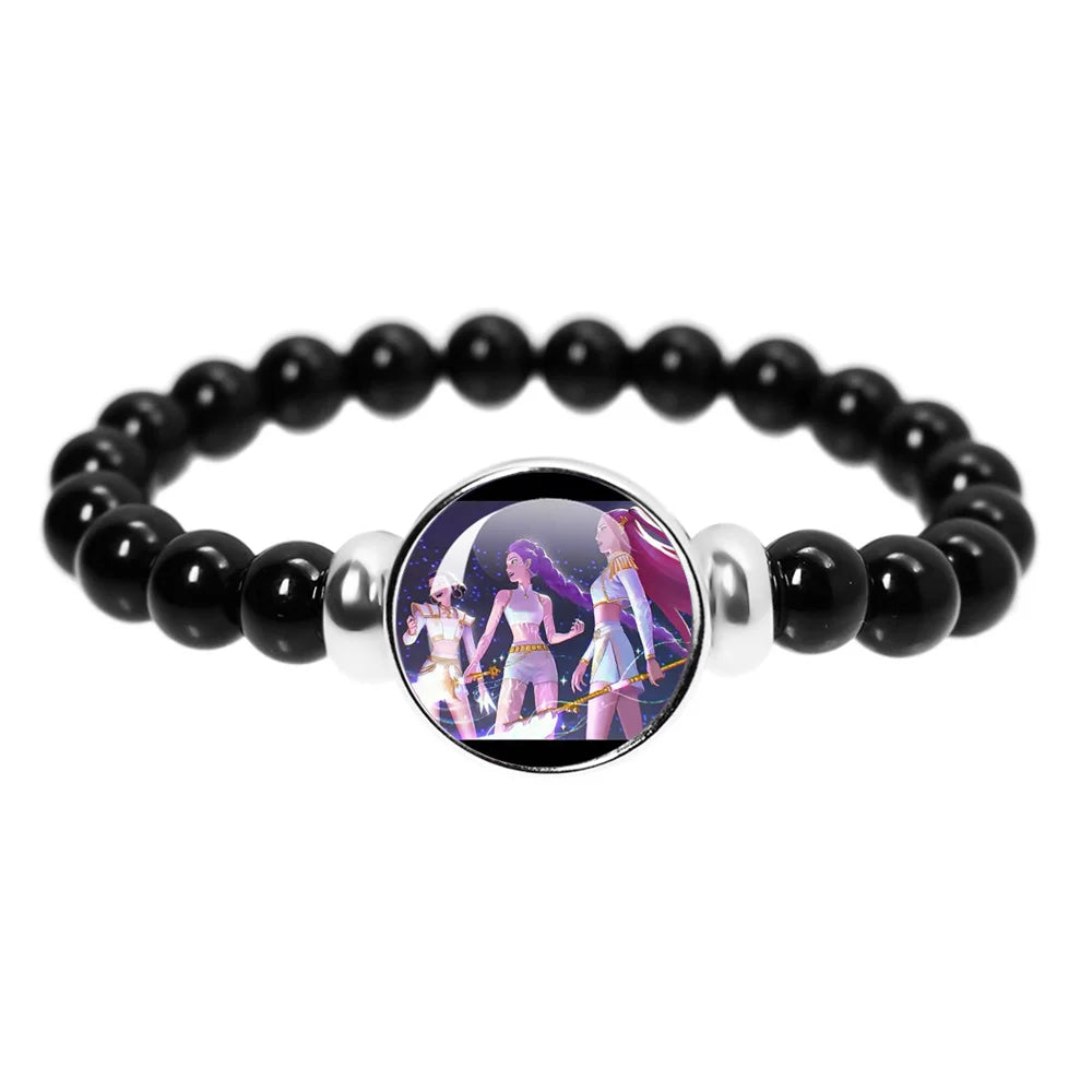 K-Pop Demon Hunters Handmade Glass Bead Bracelet Huntr-x Rumi Zoey Mira Bangles Unisex Jewelry Accessories Fans Gift