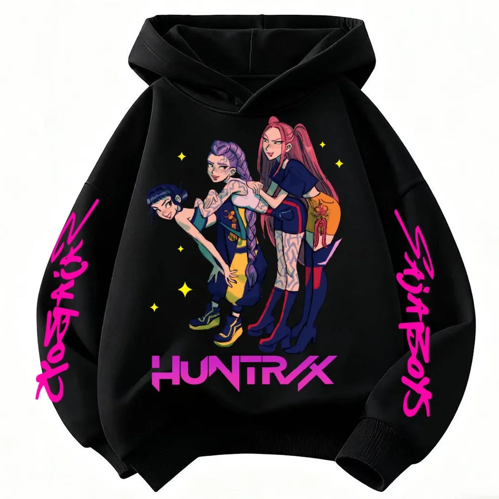 KPop Demon Hunters Kids Cartoon Hoodie 2025: Cool Unisex Pullover For Boys & Girls Casual New Style Sweatshirt