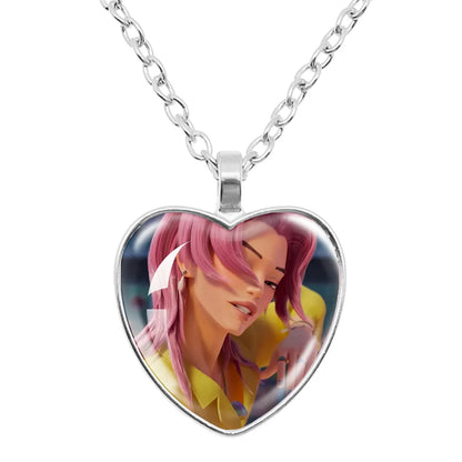 Rumi Zoey Mira Heart Glass Pendant Necklaces KPop Demon Hunters sajaboy Charm Necklace Fans Jewelry Accessories Cosplay Gift