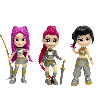6pcs/Set Kpop Demon Hunters Figure Toy Cartoon Rumi/Mira/Zoey Action Figure PVC Desktop Decoration Model Doll Toy Fans Gift