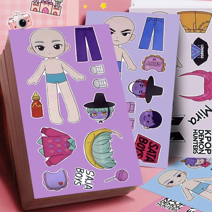 10/20/30 Sheets KPop Demon Hunters Stickers DIY Dress Up Puzzle Stickers Kids Make Your Own Game Children Jigsaw Education Toy