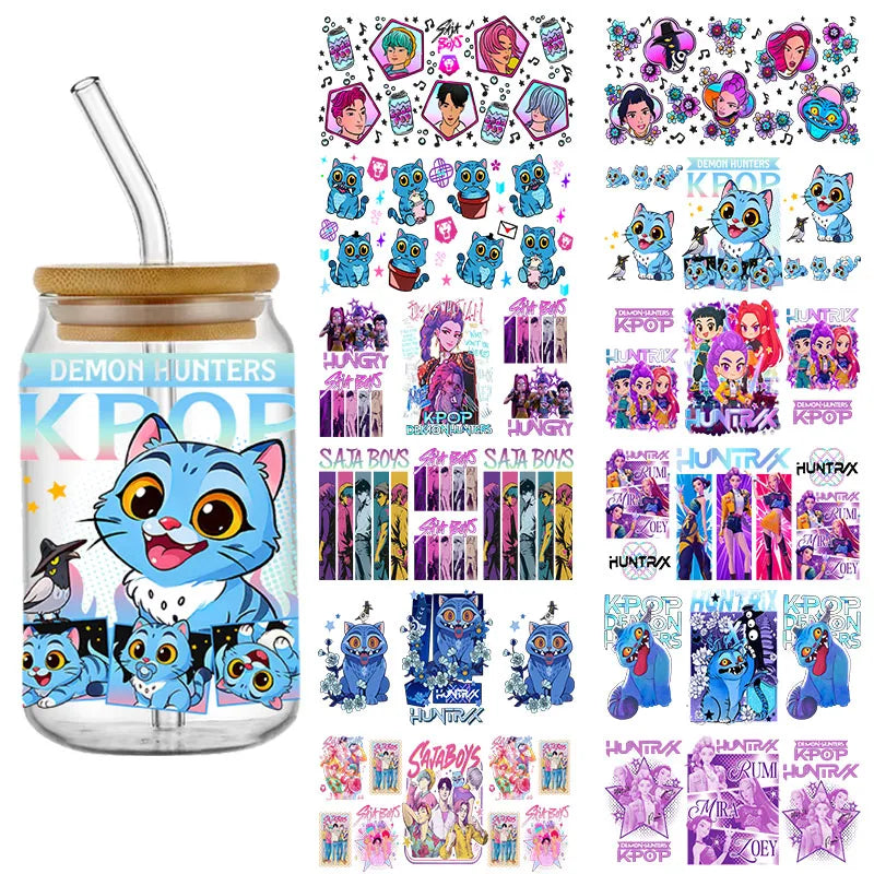 Demon Hunters Movie Kpop Lover Gift Anime Fan UV DTF Stickers Ready To Transfer Cup Wrap Custom DIY Craft For Libbey Can Glass