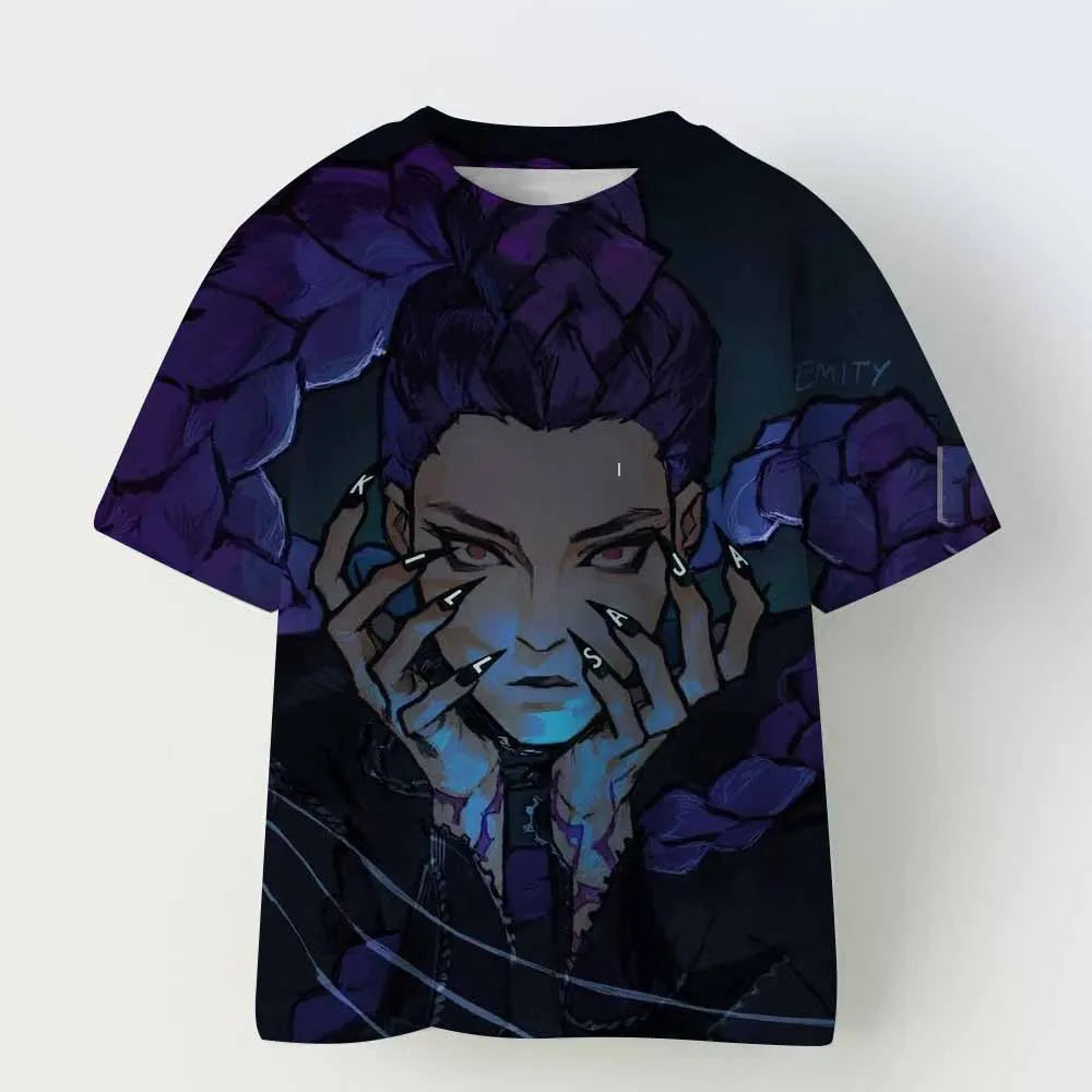 Kpop Demon Hunters Kid Adult Shirt Halloween 3D Mesh Comfortable Sports T-shirt Men's And Women's Extra Large Couple Dress