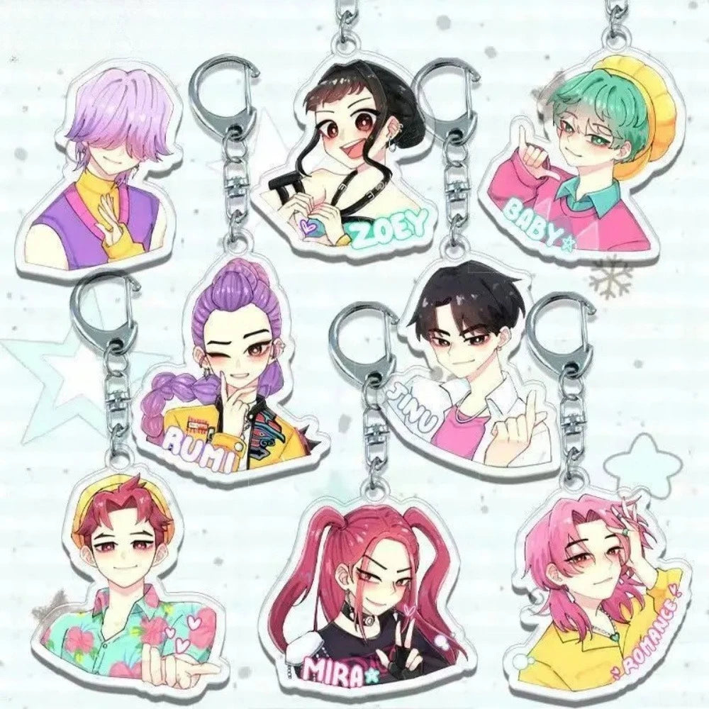 Hot Kpop Demon Hunters Huntrix Saja Boys Keychains for Accessories Jewelry Rumi Zoey Jinu Mira Sold My Soul Keyrings Fans Gifts
