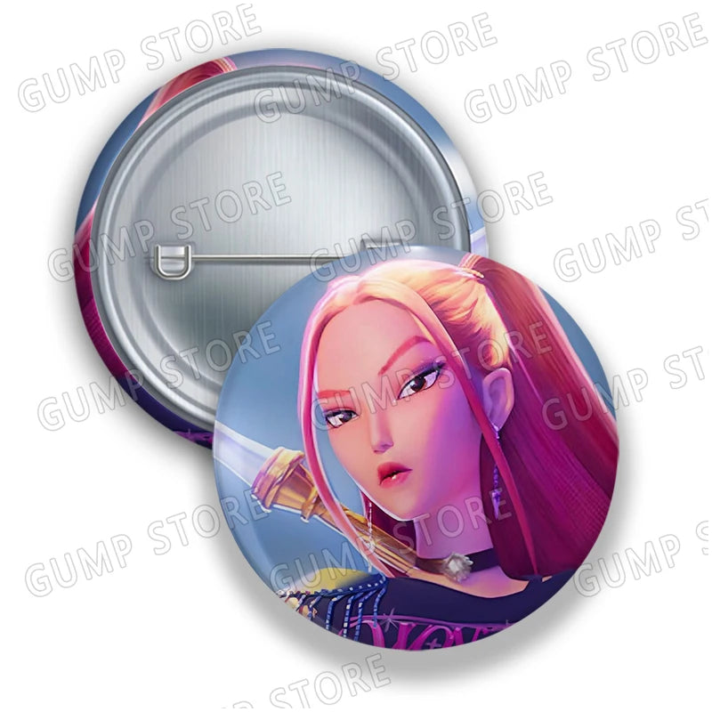 Kpop Demon Hunters Badges for Jewelry Accessories Bag Decor Huntrix Saja Boys Rumi Zoey Jinu Tinplate Button Brooch Pins Gifts