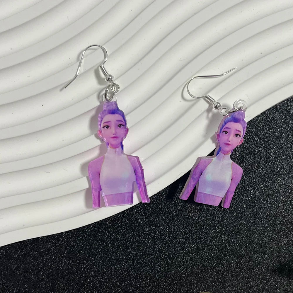 Kpop Demon Hunters Rumi Zoey Mira Derpy Tiger Acrylic Earrings Cartoon Design Women's Party Cosplay Jewelry Gift