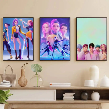 K-KPop Demon Hunter Poster Self-adhesive Art Waterproof Paper Sticker Coffee House Bar Room