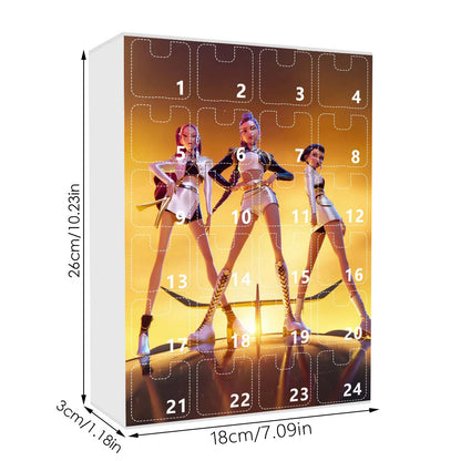 KPop Demon Hunters 24pcs Advent Calendar Box Kawaii Acrylic Keychain HUNTR X Rumi Mira Zoey Jinu Kid Surprise Box Toy Gift
