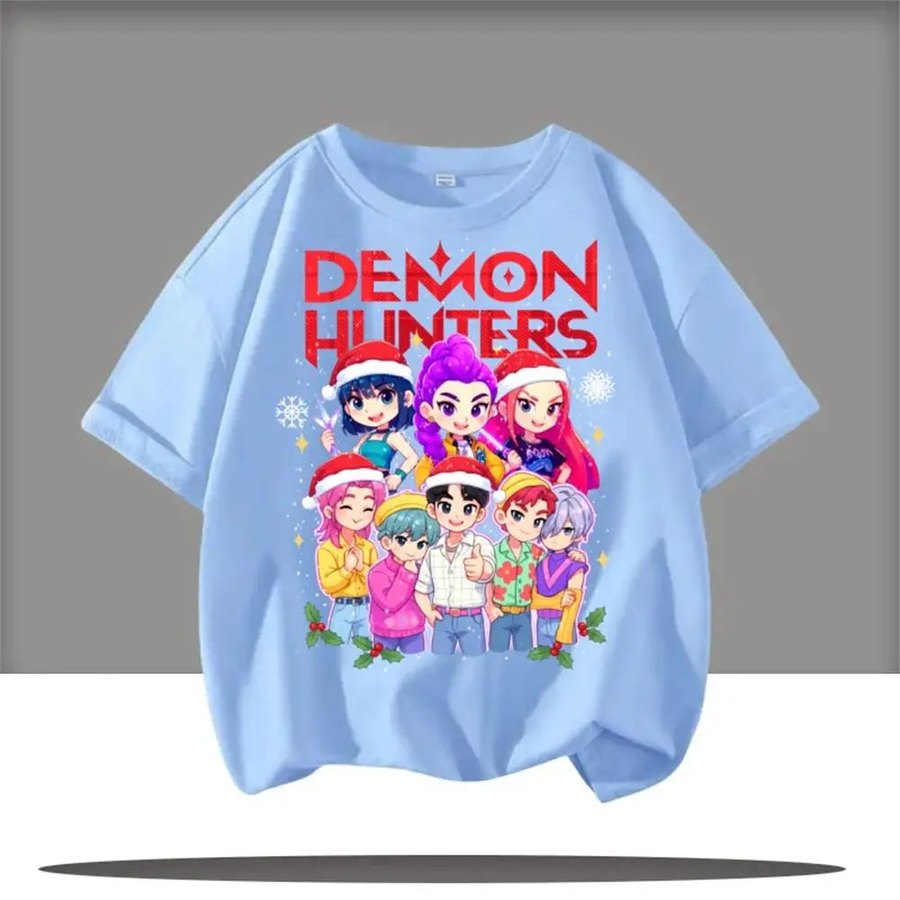Toddler Girl Clothes Kpop Demon Hunters Cartoon Tee Shirt Funny Gift for Fans Harajuku Cool Kids T-shirts Summer Tops