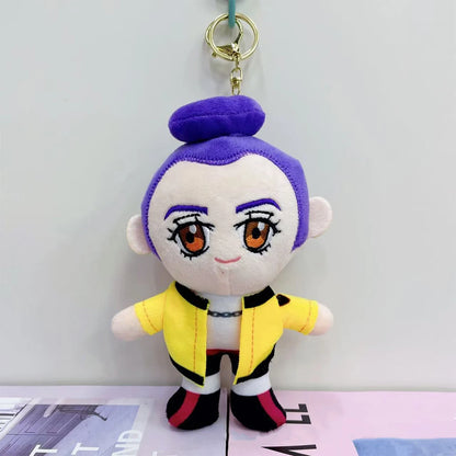 Anime Kpop Demons Hunters Plush Keychain Cute Purple Tiger Black Hat Magpie With 3 Eyes Monster Keychain Plush Toy For Fans Gift