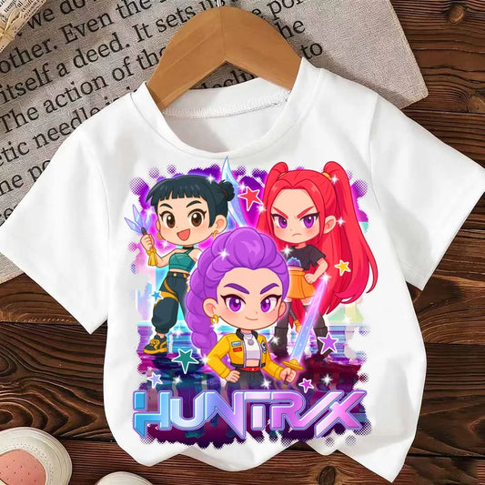 Fashion Casual Kids T-shirt KPop Demon Hunters Cool Girls Tee Top Funny Gift for Fans Tshirt -KPop Demon Hunters Clothes