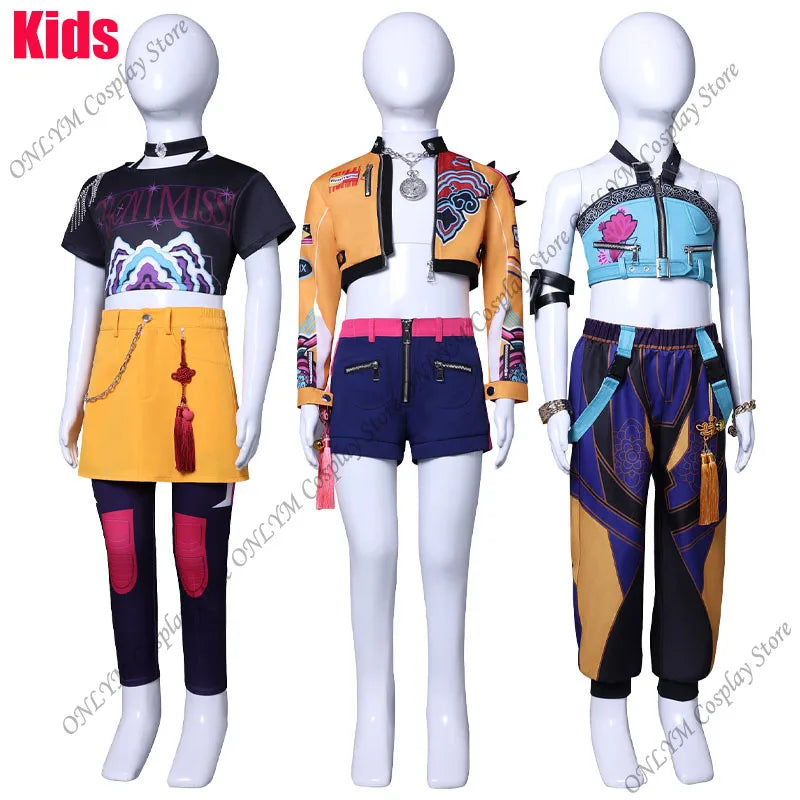 Kids Rumi Kpop Demon Hunter Cosplay Zoey Cosplay Costume Kids Demon Hunter Mira Cosplay Children Christmas Halloween Clothes