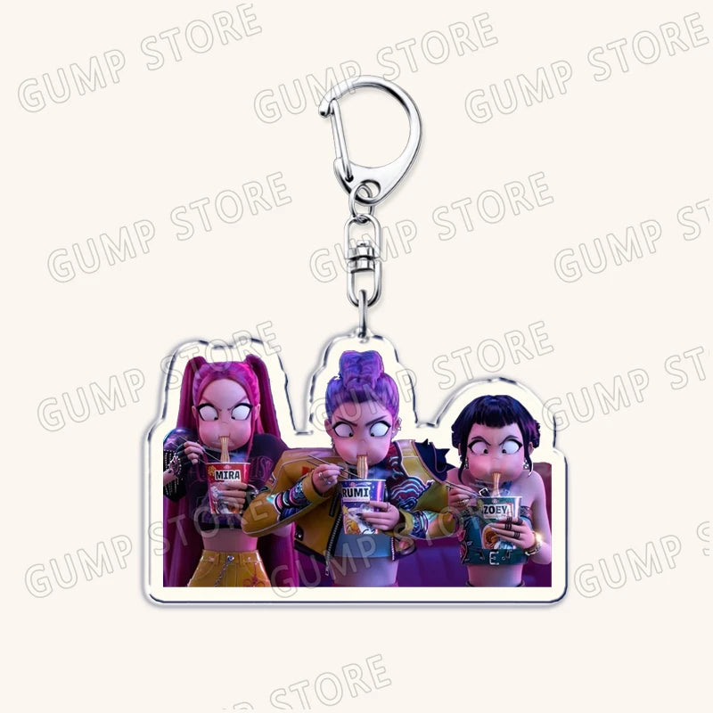 Hot Kpop Demon Hunters Huntrix Saja Boys Keychains for Accessories Jewelry Rumi Zoey Jinu Mira Sold My Soul Keyrings Fans Gifts