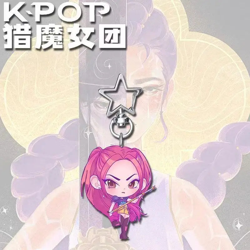 Anime Classics Game Collection K-Pop Demon Hunters Keychain Pendant Huntr-X Keychain - Fan Art Self Made Acrylic Key Ring Gift