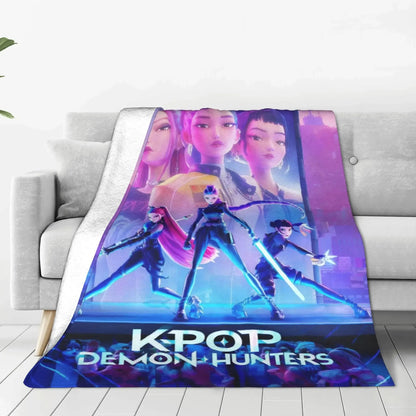 K-Pop Devil Hunter Blanket Is Suitable For Home Bedding And School Bedding. It Is A Must-Have Flannel Gift For Dormitories