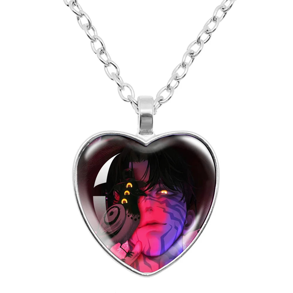 K-Pop Demon Hunters Huntr-x Rumi Zoey Mira Glass Heart Pendant Necklaces Accessories Charms Necklace Fans Jewelry Cosplay Gift