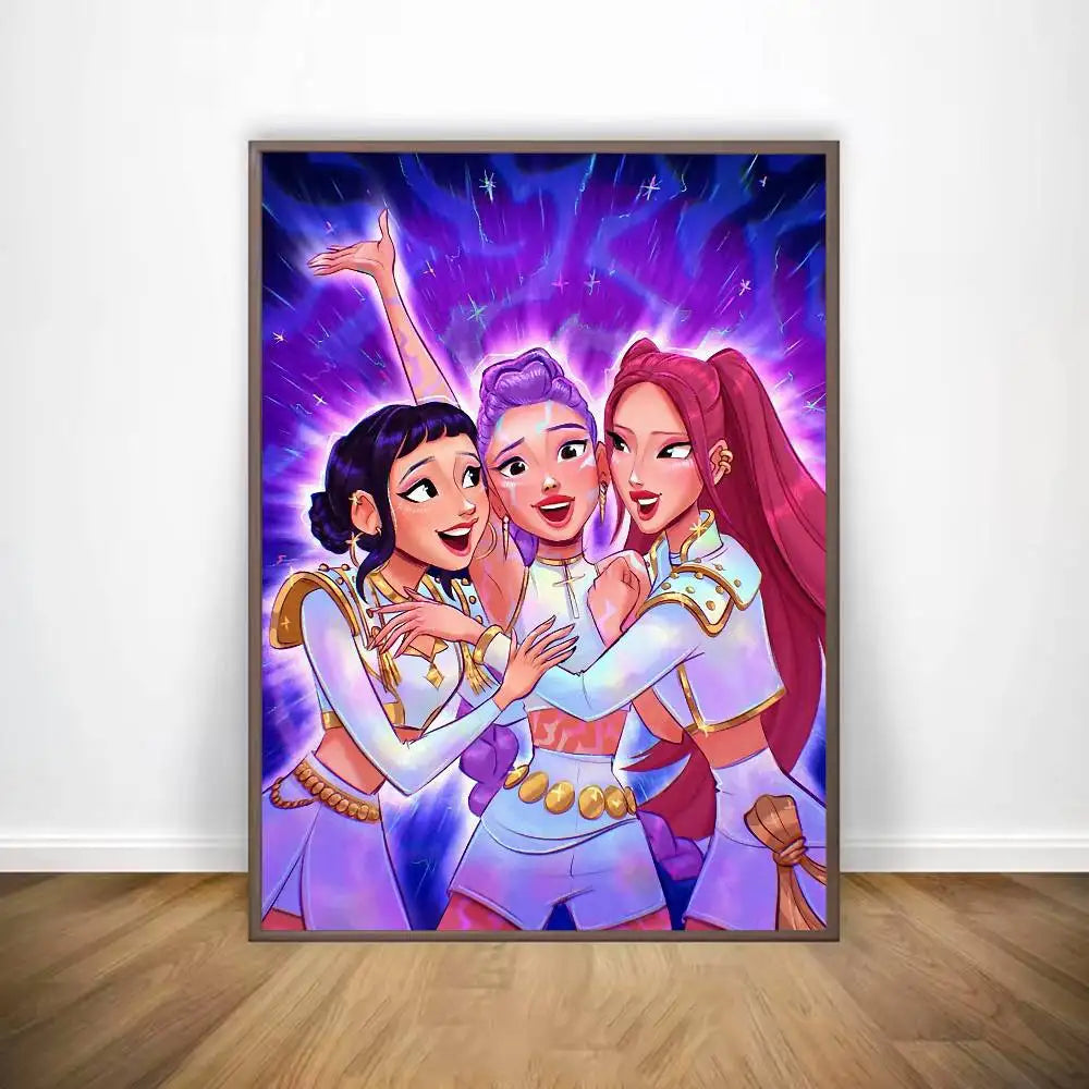 Movie KPop D-Demon H-Hunters Poster Gallery Prints Self Adhesive Home Decor Decoration Wall Decals Living Room