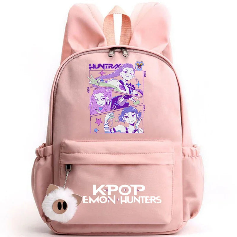 KPop Demon Hunter Backpack for Girls Boys Children Rucksack Casual School Bags Travel Rabbit Ears Backpacks Mochila gift bags