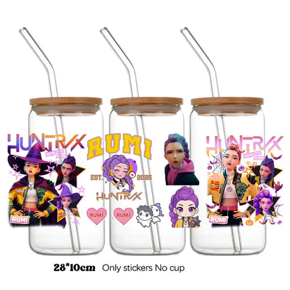k-pop Demon Hunters wrapping Transfer cups HUNTRX Decal Rumi kpop saja boys Uvdtf Bottle k pop Stickers Uv Dtf Car Huntrix Wraps