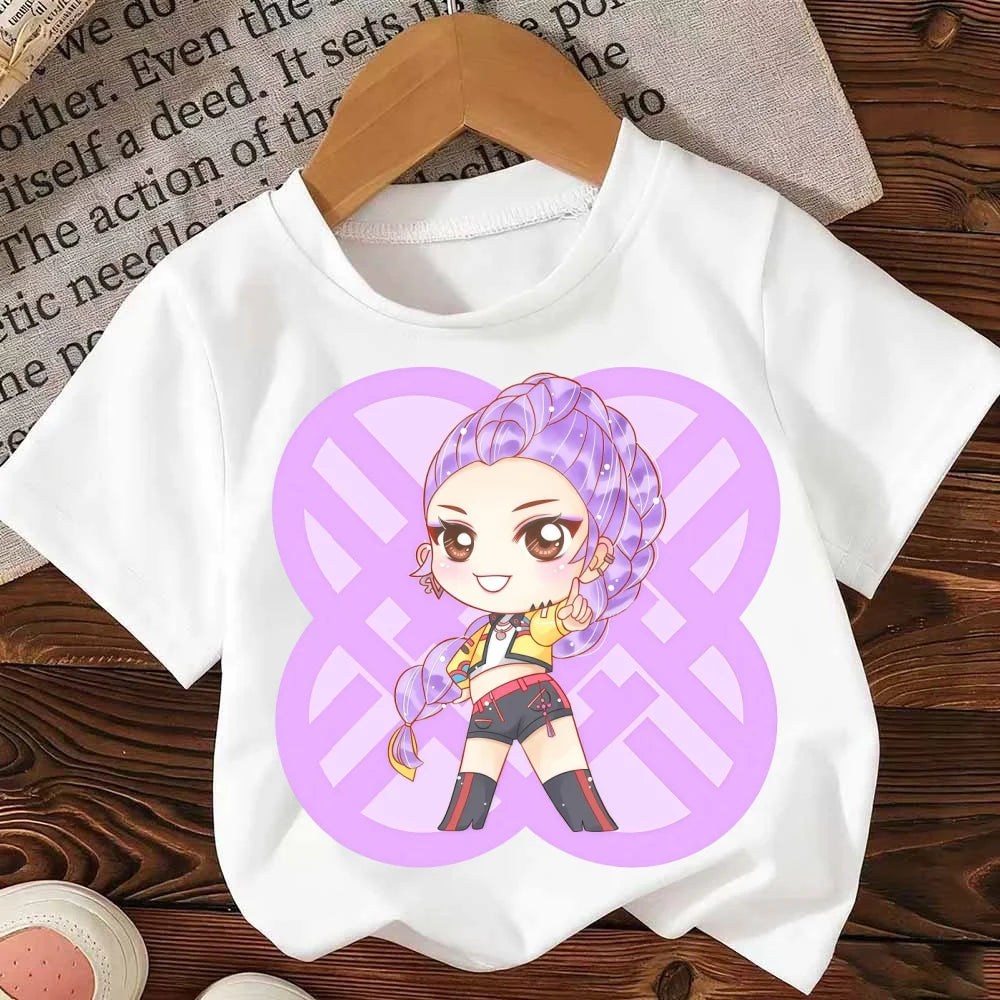 kpop Witch Hunter Group merchandise Rumi Mila Zoi short-sleeved summer casual T-shirt for boys, girls and children