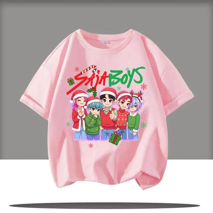 Cute Kpop Demon Hunters Child Short Sleeve Kpop Demon Hunters Tee Harajuku Casual Fashion Cotton Tee Top Cosplay Clothing