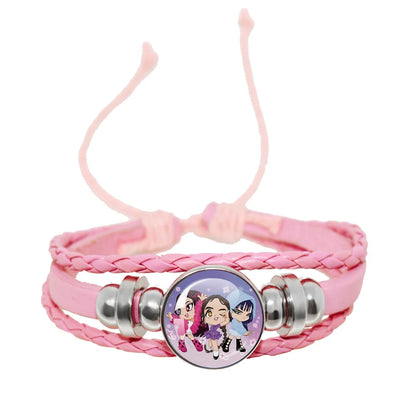 KPop Demon Hunters Pink Handmade Glass Bracelet Huntr-x Rumi Zoey Mira Bangles Jewelry Accessories Fans Couples Gift