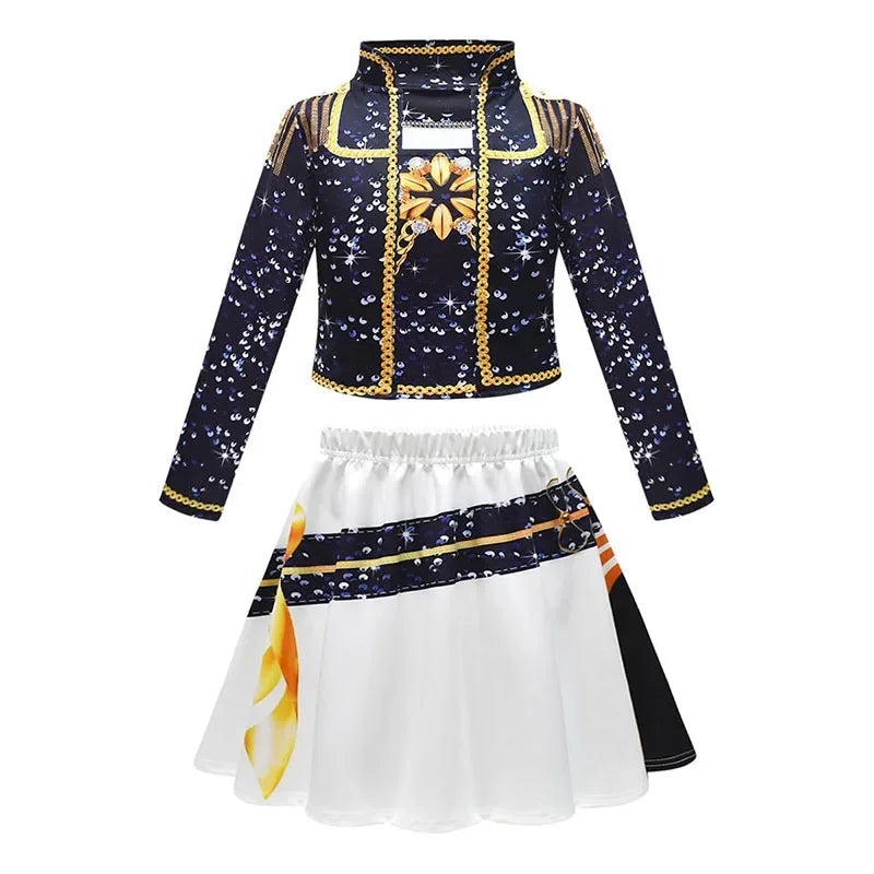 Girls Kpop Zoey Cosplay Costume Halloween Demon Hunters Rumi Mira Cosplay Tops Skirt Clothes Printed Stage Dress Kids Role Play