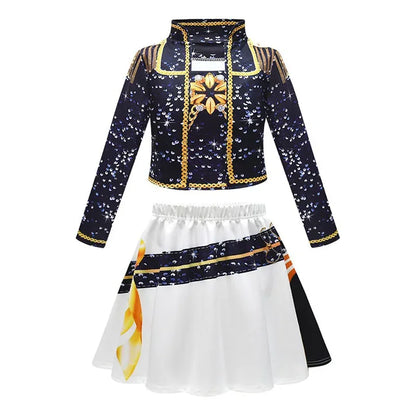 Girls Kpop Zoey Cosplay Costume Halloween Demon Hunters Rumi Mira Cosplay Tops Skirt Clothes Printed Stage Dress Kids Role Play