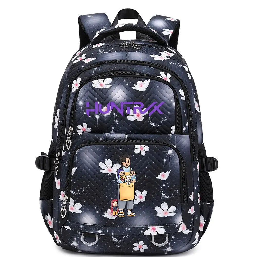 KPop Demon Hunters Backpack Rumi Mira Zoey HUNTR/X Saja Boys Print Cartoon School Bag Large Capacity Student Travel Backpacks