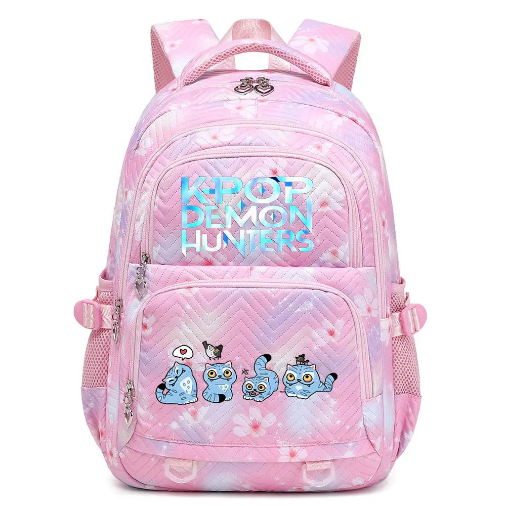 KPop Demon Hunters Backpack Cat Derpy Print Cartoon School Bag High Quality Large Capacity Boys Girls Student Leisure Backpacks