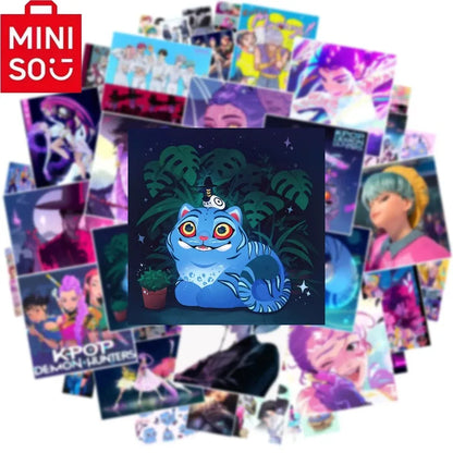 2025 MINISO brand new co branded K-op Movie Demon Hunters Huntrix Saja Boys Derpy Tiger Stickers  Vinyl  Toy Kid Gifts