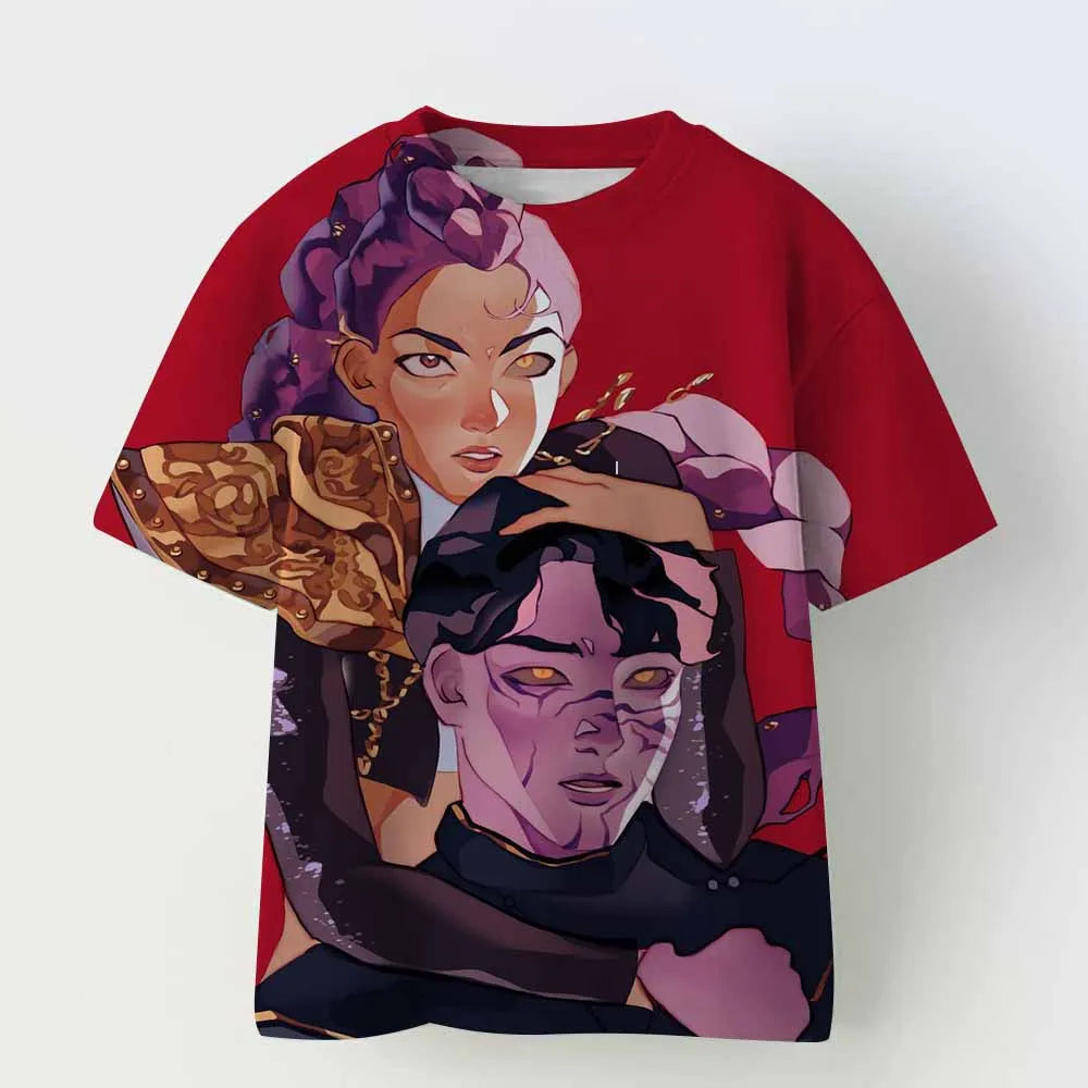 Kpop Demon Hunters Kid Adult Shirt Halloween 3D Mesh Comfortable Sports T-shirt Men's And Women's Extra Large Couple Dress