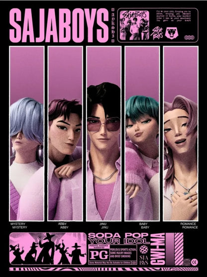 Saja Boys K Pop Demon Hunters Movie Poster Print For Bedroom Living Room Decor Cartoon Music Band Canvas Painting Wall Art