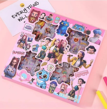 HOT Kpop Demon Hunters 96 sheets Transparent Handbook Stickers Gift Box Waterproof Creative Handbook Material Stickers