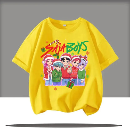 Cute Kpop Demon Hunters Child Short Sleeve Kpop Demon Hunters Tee Harajuku Casual Fashion Cotton Tee Top Cosplay Clothing