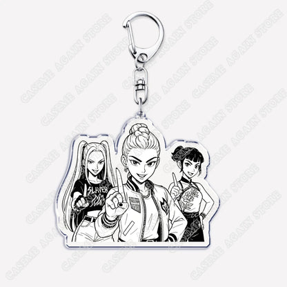 Cute Kpop Band Demon Hunters Huntrix Saja Boys Keychains for Accessories Jewelry Rumi Zoey Jinu Derpy Tiger Keyrings Fans Gifts