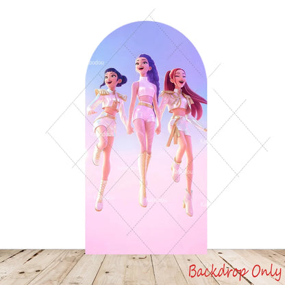 KPop Demon Hunters Theme Arch Backdrop Cover Girl Dance Birthday Party Background Decor Wall Singing Group Concert Baby Shower