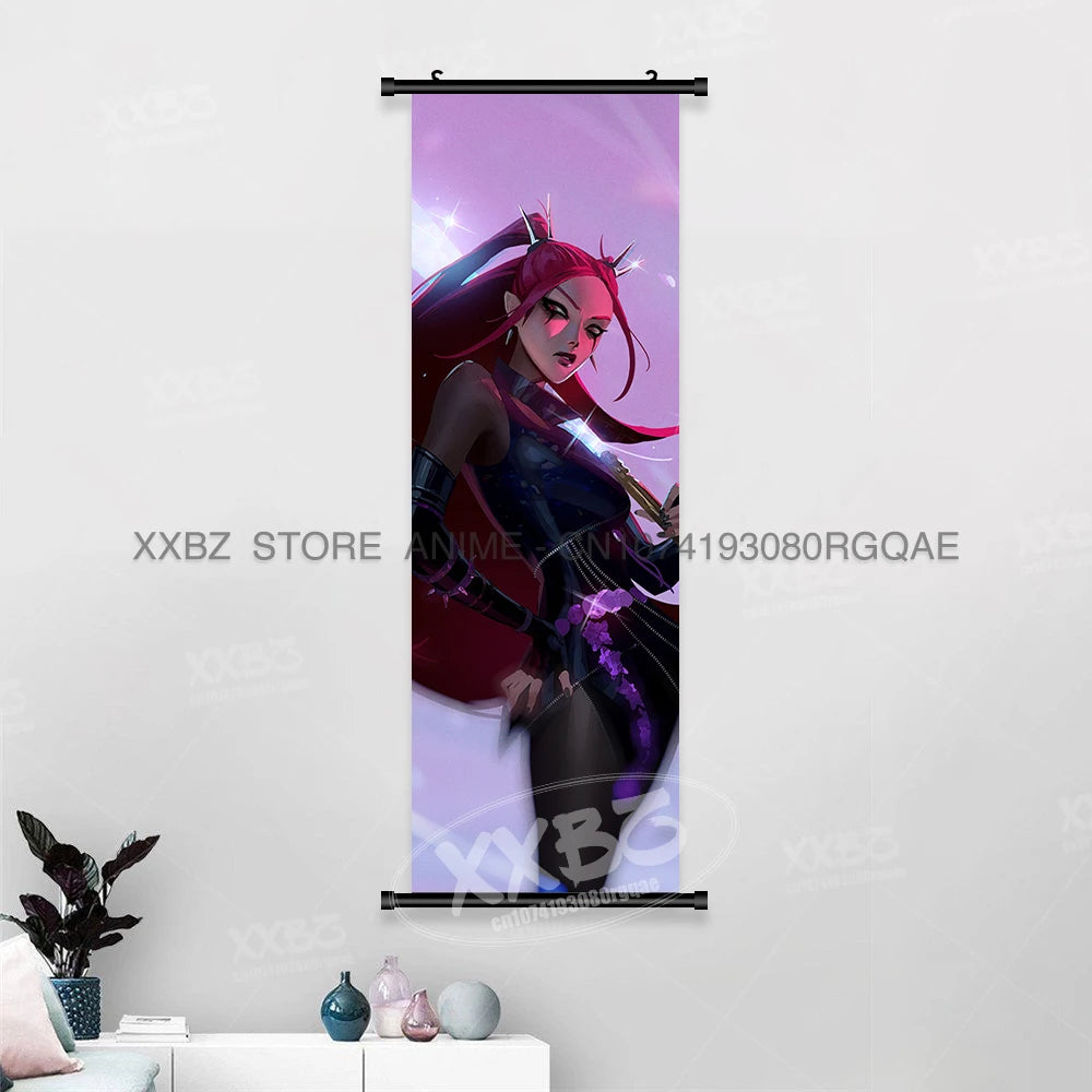 Anime For KPop Demon Hunters Wall Art Canvas Scrolls Pictures Kawaii Character Print Posters Home Decoration Hanging Painting