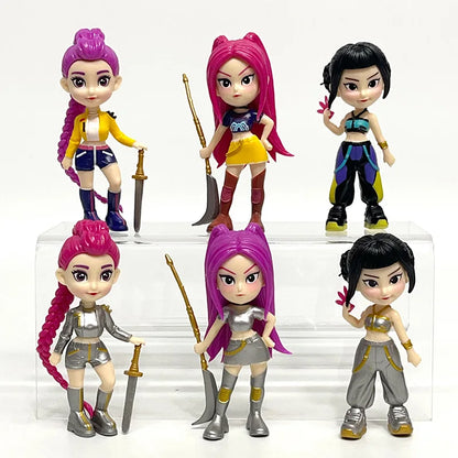 6pcs/Set Kpop Demon Hunters Figure Toy Cartoon Rumi/Mira/Zoey Action Figure PVC Desktop Decoration Model Doll Toy Fans Gift