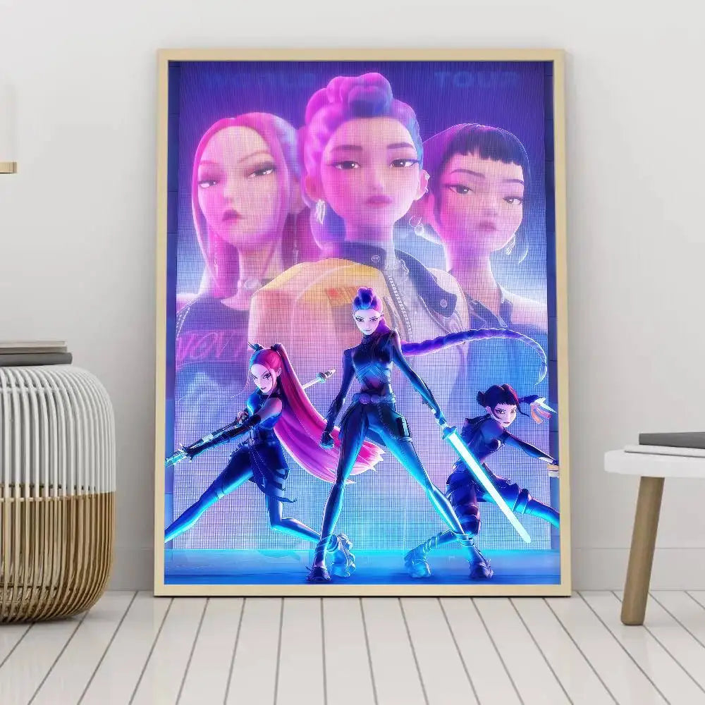 K-KPop Demon Hunter Poster Self-adhesive Art Waterproof Paper Sticker Coffee House Bar Room