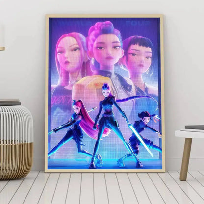 K-KPop Demon Hunter Poster Self-adhesive Art Waterproof Paper Sticker Coffee House Bar Room