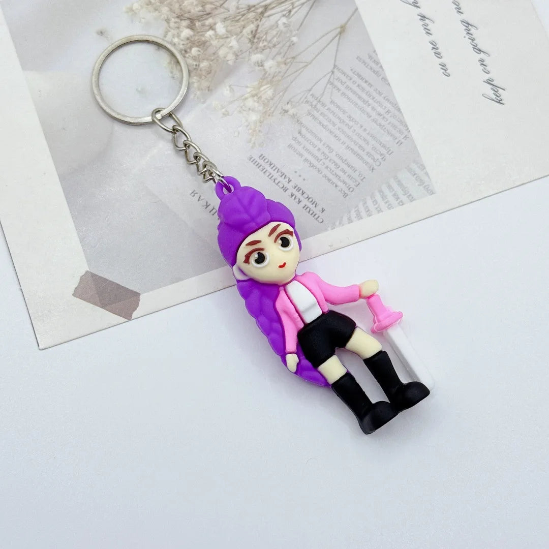 New K-pop Demon Hunters Anime Figure Keyring for Students Car Keychains Rumi Mira Zoey Pendants Backpack Decoration Key Ring