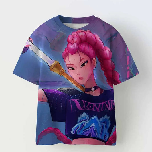 Kpop Demon Hunters Kid Adult Shirt Halloween 3D Mesh Comfortable Sports T-shirt Men's And Women's Extra Large Couple Dress