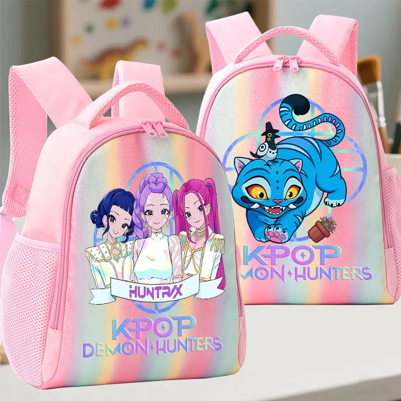 For K-Pop Demon Hunters Student Rainbow Backpack Anime Accessories HUNTR/X Rumi Mira Zoey Schoolbag Children's Birthday Gifts