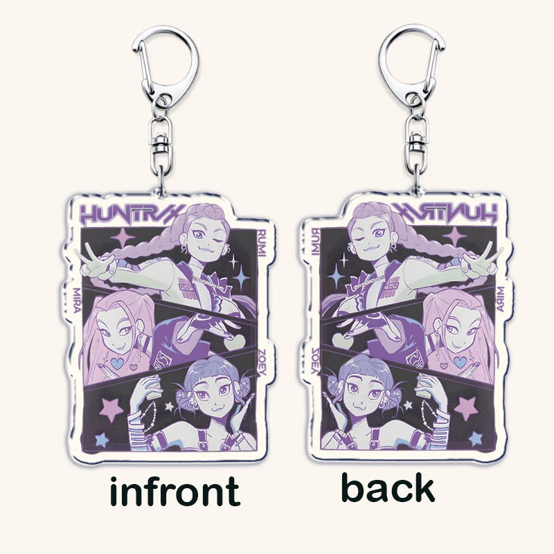 Popular Kpop TV Demon Hunters Huntrix Saja Boys Keychains for Accessories Bag Rumi Zoey Jinu Keyring Jewelry Fans Friends Gifts