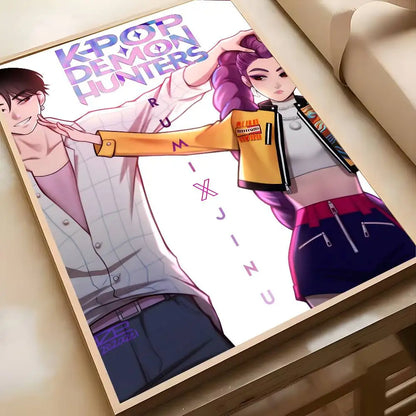 1PC K-POP DEMON HUNTERS Poster High-definition art sticker Self adhesive waterproof home decoration for living rooms bedrooms