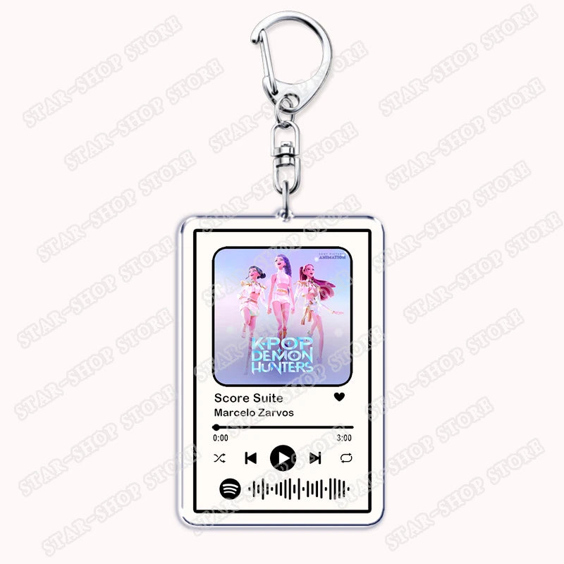 Hot Kpop Cartoon Demon Keychains for Women Accessories Bag Huntrix Saja Boys Rumi Zoey Jinu Mira Music Keying Jewelry Fans Gifts
