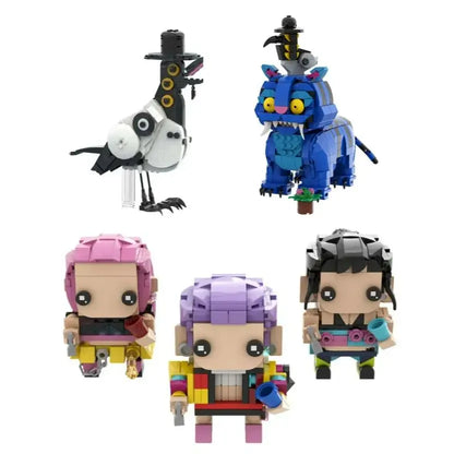 MOC K pop Demon Hunters Building Blocks Music Anime Korean K POP Girl Group Three Eyed Bird Tiger Model Collect Toy for Kid Gift